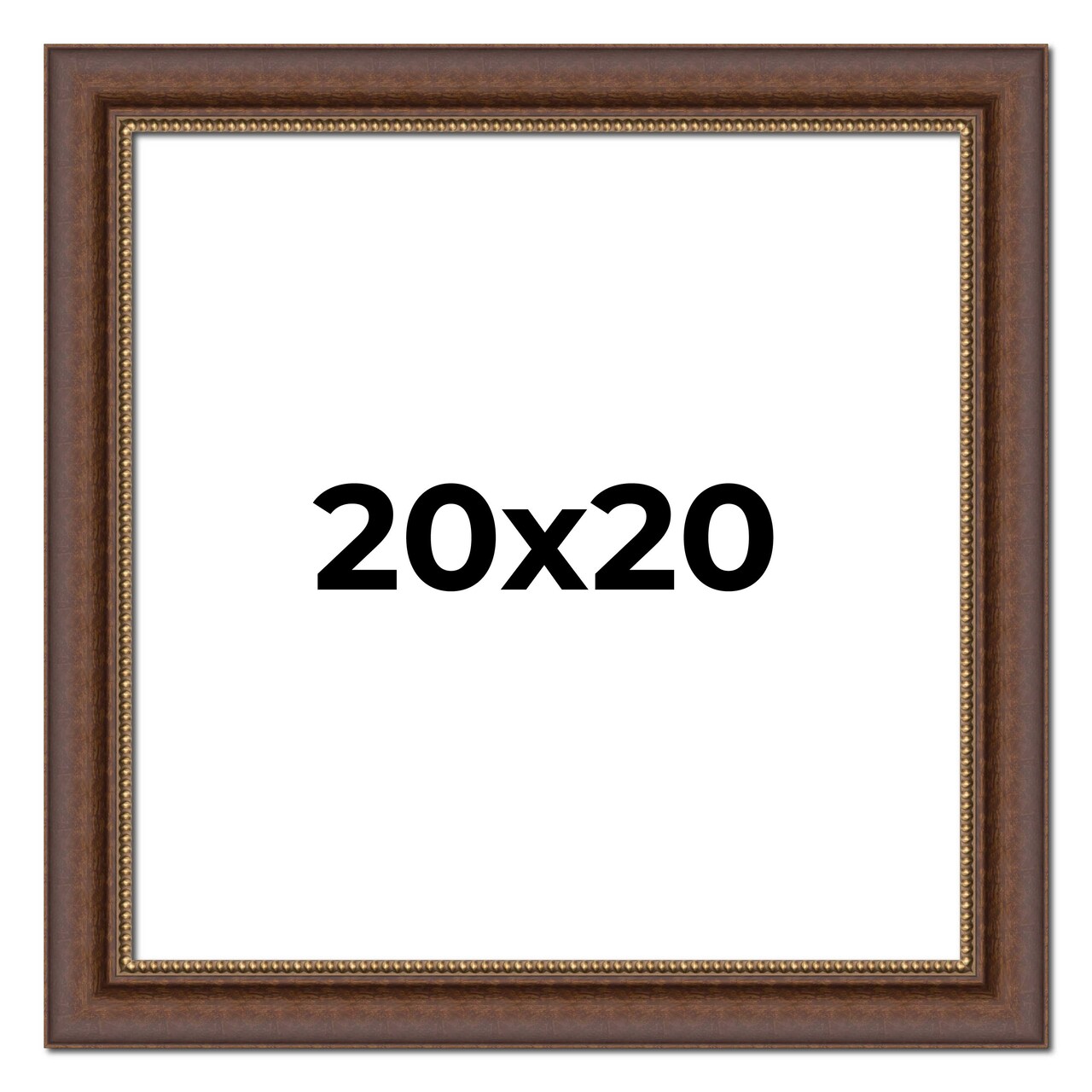 20x20 Traditional Brown Picture Frame - UV Acrylic, Foam Board Backing, Hanging Hardware